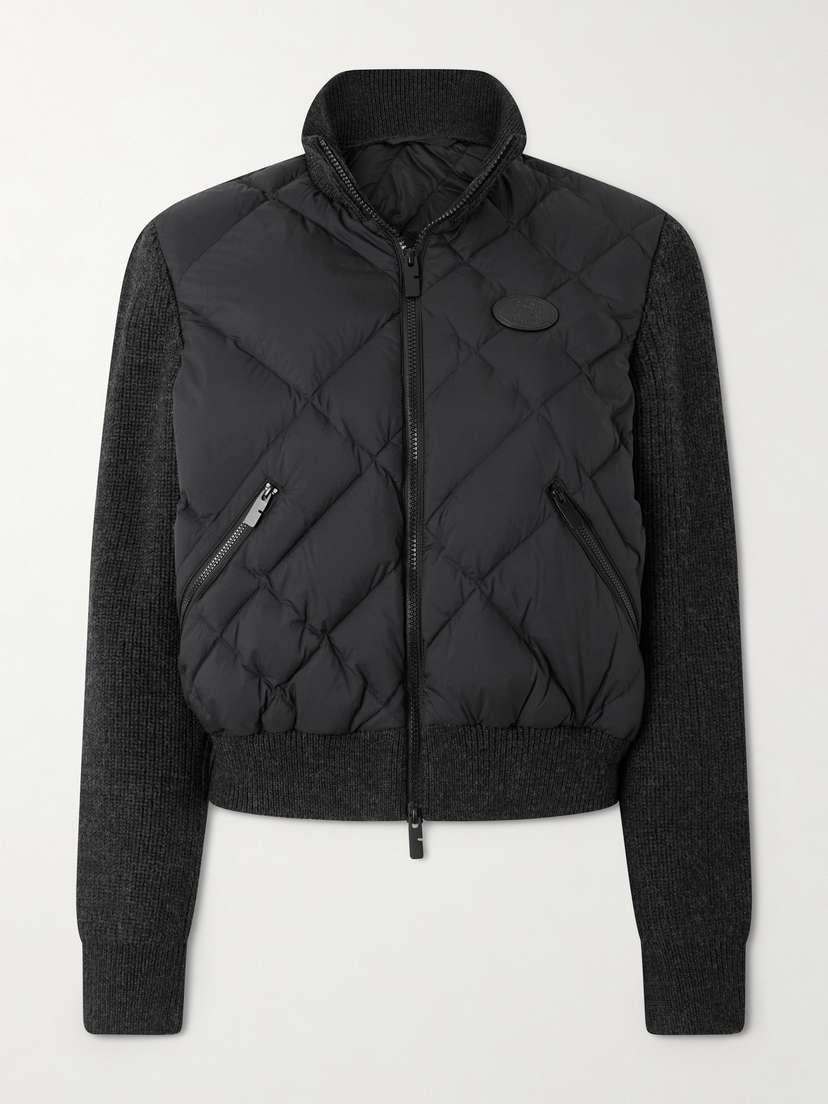 Burberry Ribbed Wool-blend Paneled Padded Shell Down Jacket