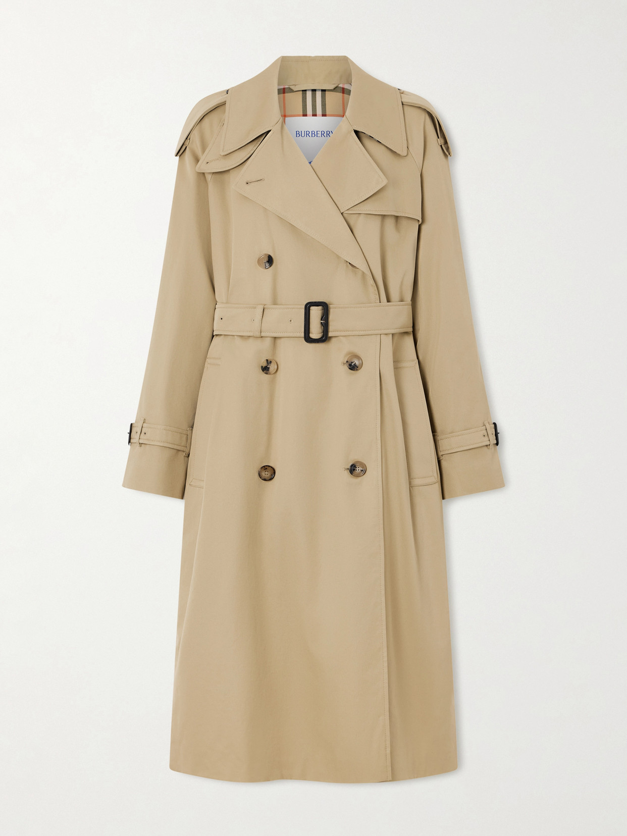 Burberry Castelford Double-breasted Belted Cotton-gabardine Trench Coat In Neutral