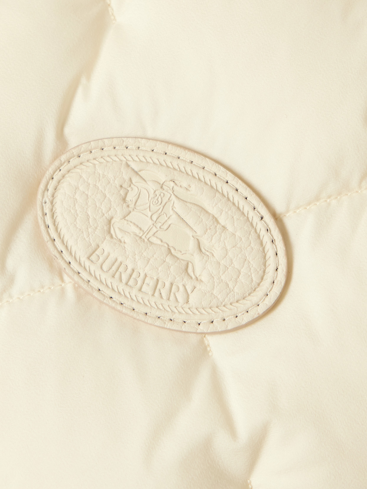 Burberry Appliquéd Leather-trimmed Padded Quilted Shell Down Vest In White