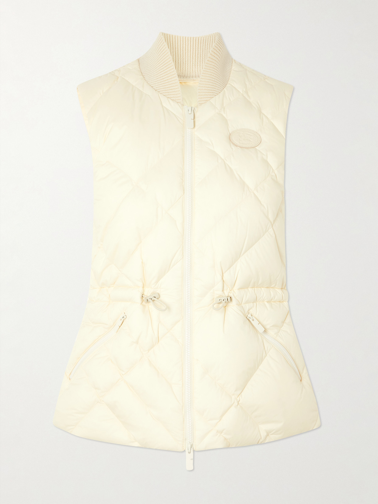 Burberry Appliquéd Leather-trimmed Padded Quilted Shell Down Vest In White