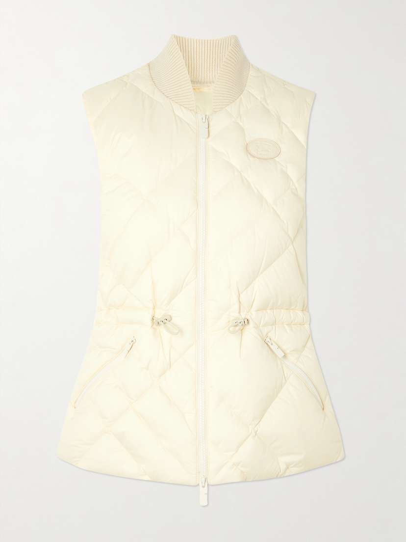 Burberry Appliquéd Leather-trimmed Padded Quilted Shell Down Vest