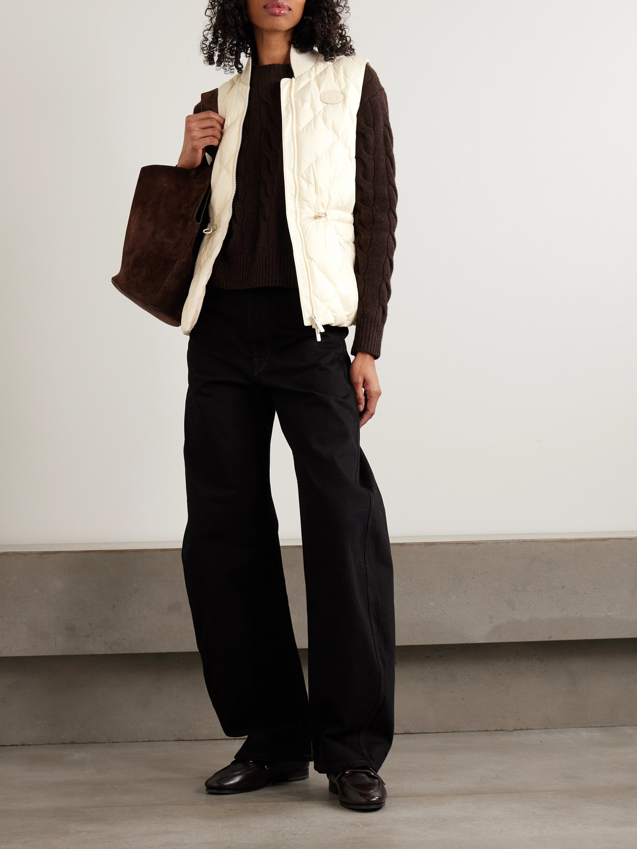 Burberry Appliquéd Leather-trimmed Padded Quilted Shell Down Vest In White