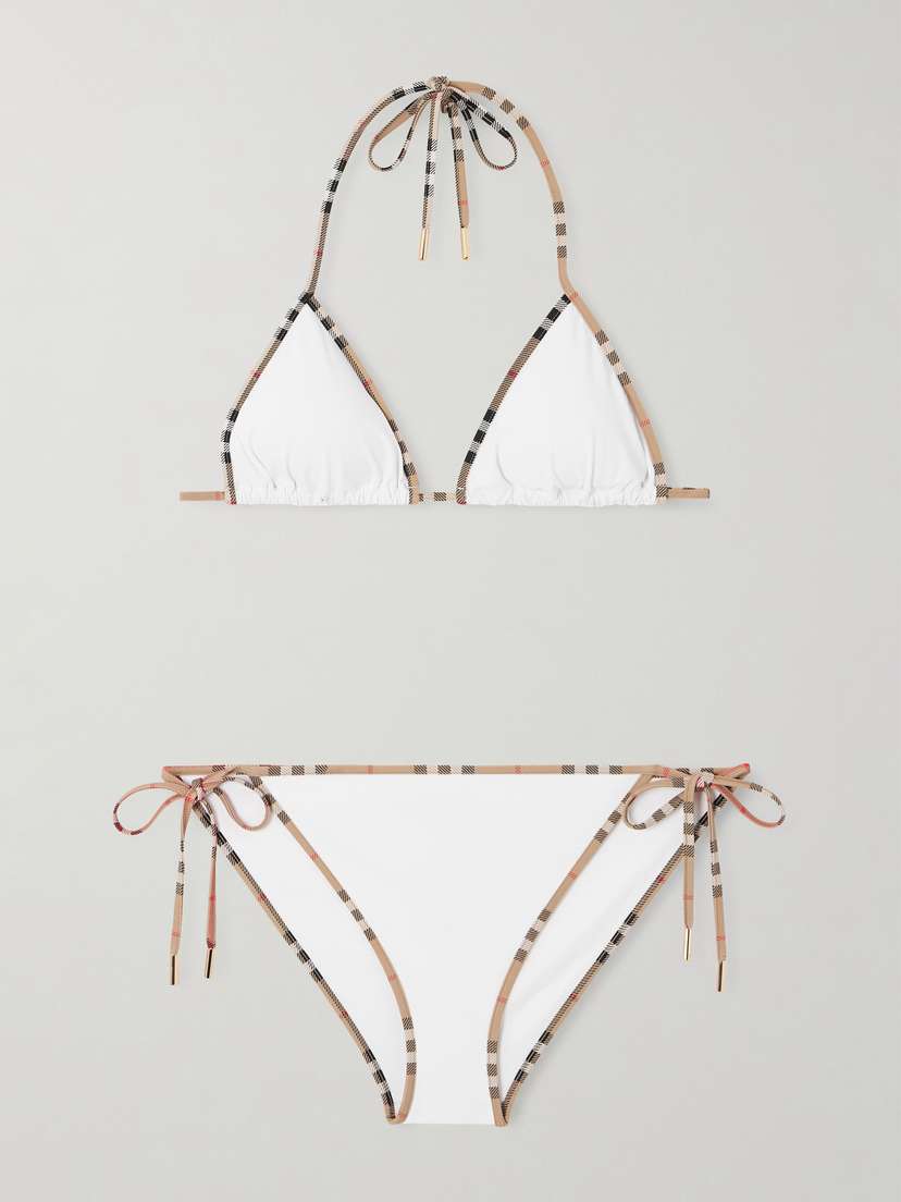 Burberry Mata Checked-piped Triangle Bikini