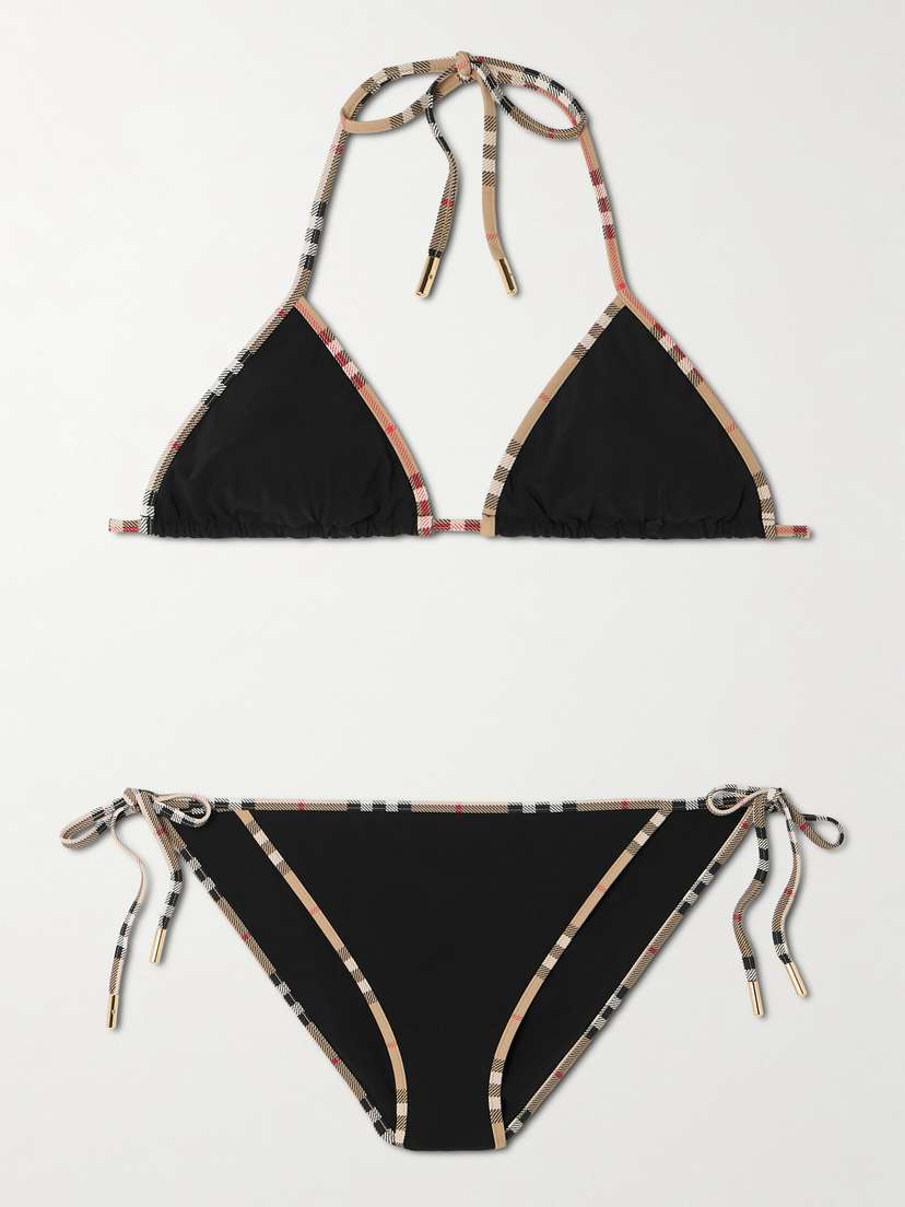 Burberry Checked-piped Triangle Bikini