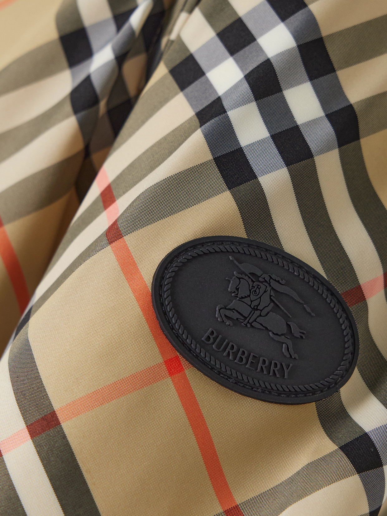 Burberry Checked Hooded Shell Jacket In Neutral