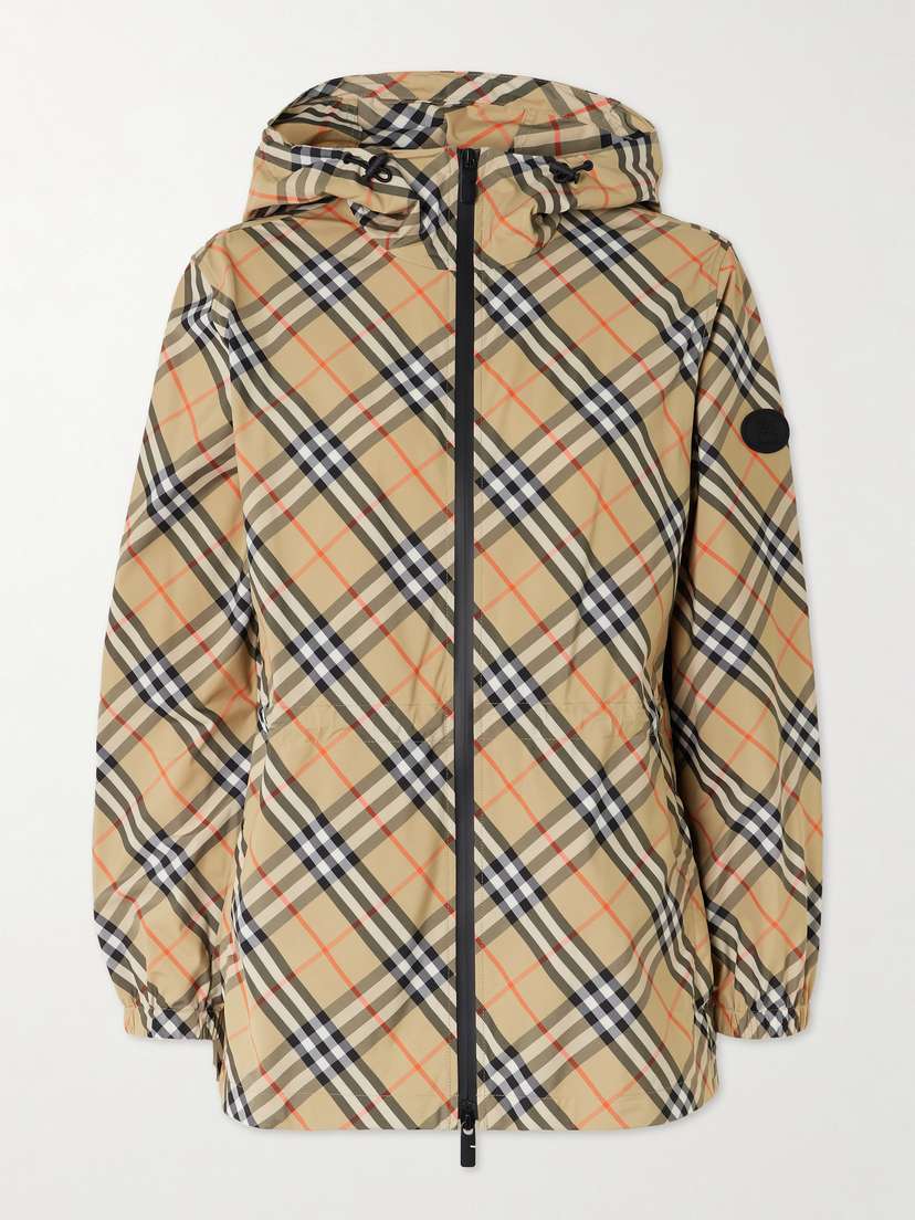 Burberry Checked Hooded Shell Jacket