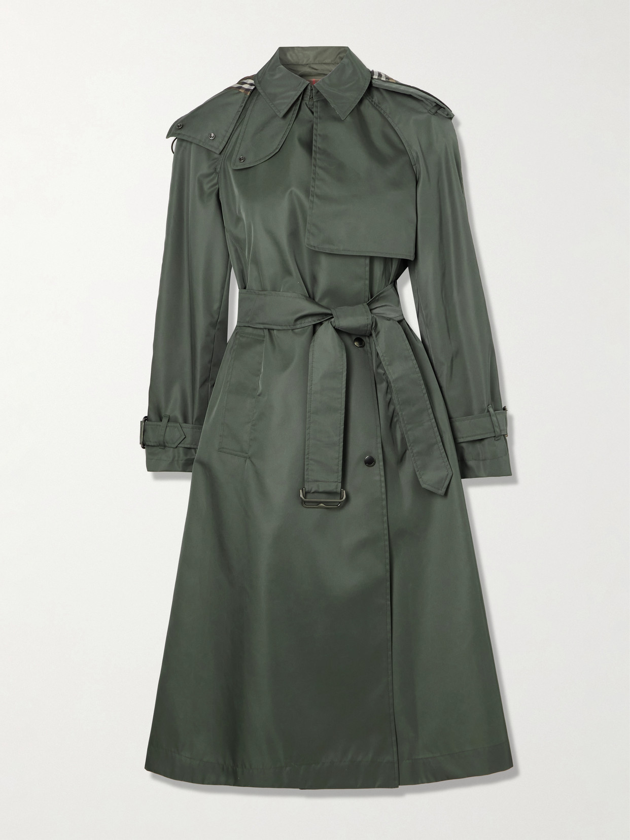 Burberry Belted Hooded Shell Trench Coat