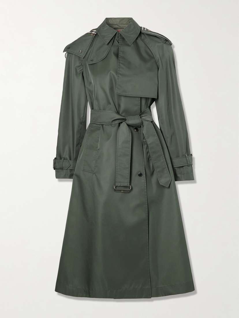 Burberry Belted Hooded Shell Trench Coat