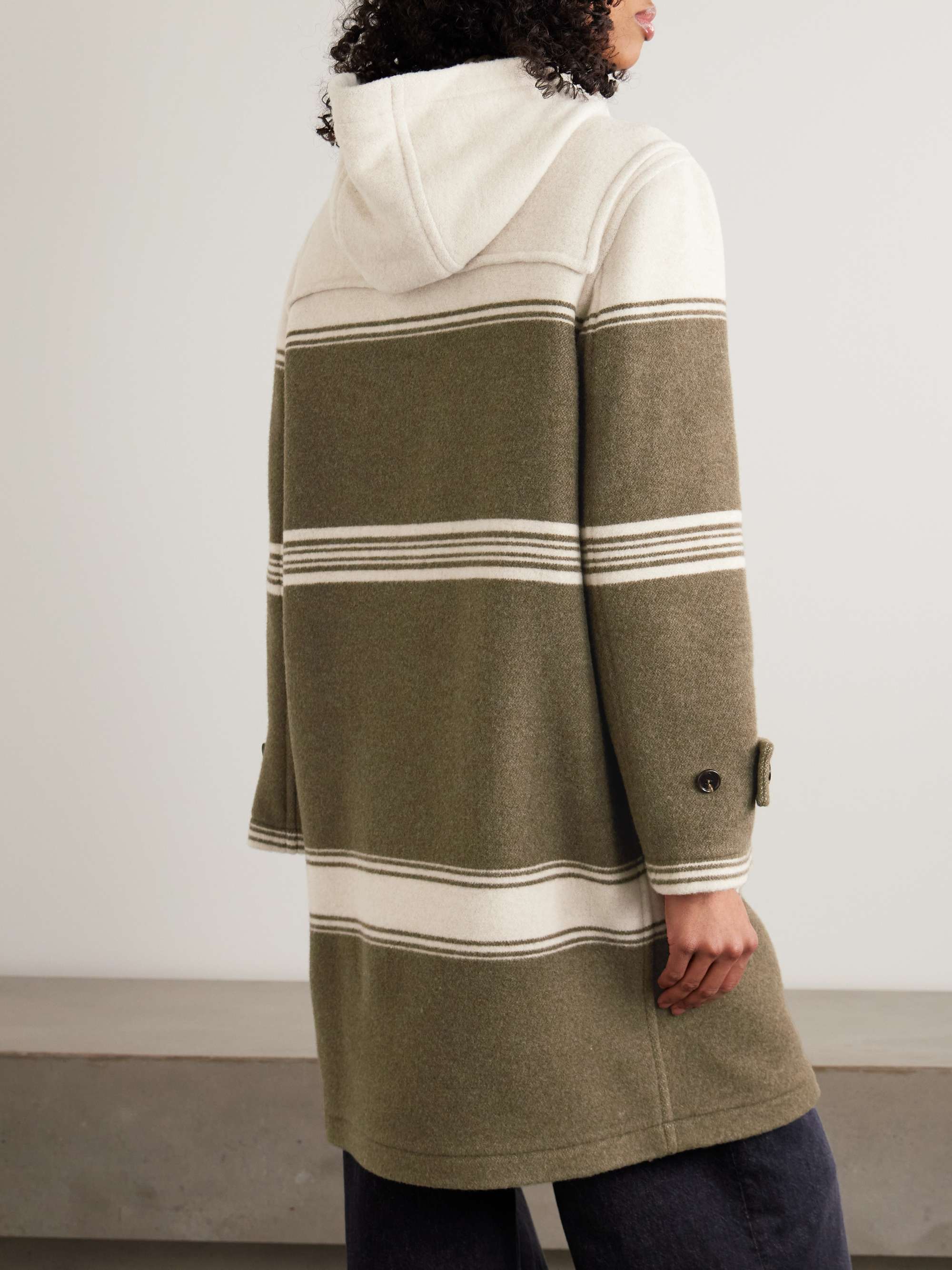 BURBERRY Hooded striped wool and cotton-blend coat | NET-A-PORTER