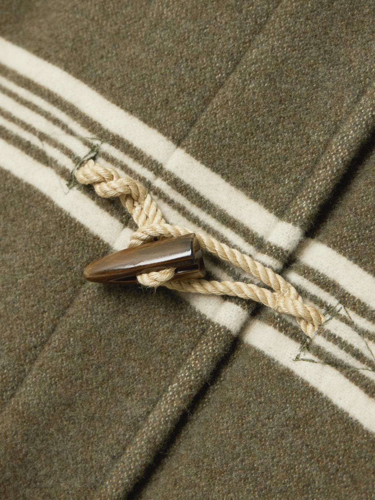 Hooded Striped Wool And Cotton-Blend Coat