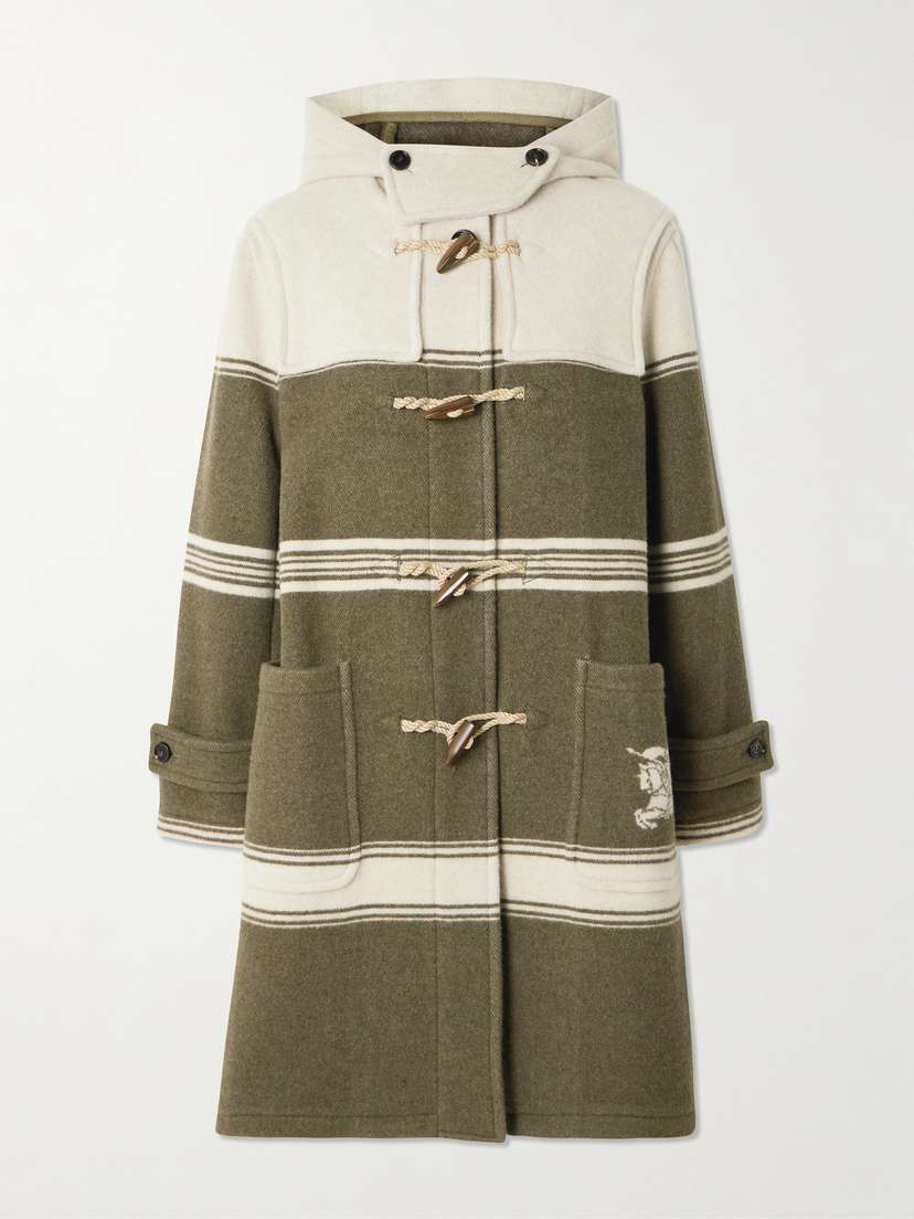 Burberry Hooded Striped Wool And Cotton-blend Coat