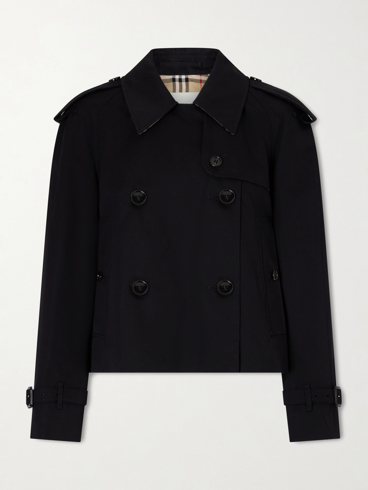 Burberry Double-breasted Cotton-gabardine Jacket In Black