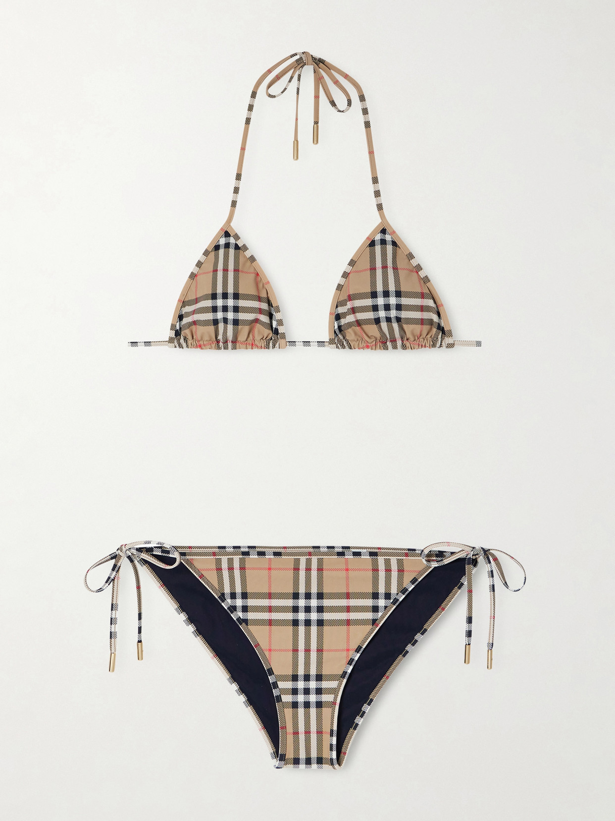 Burberry Checked Triangle Bikini In Brown