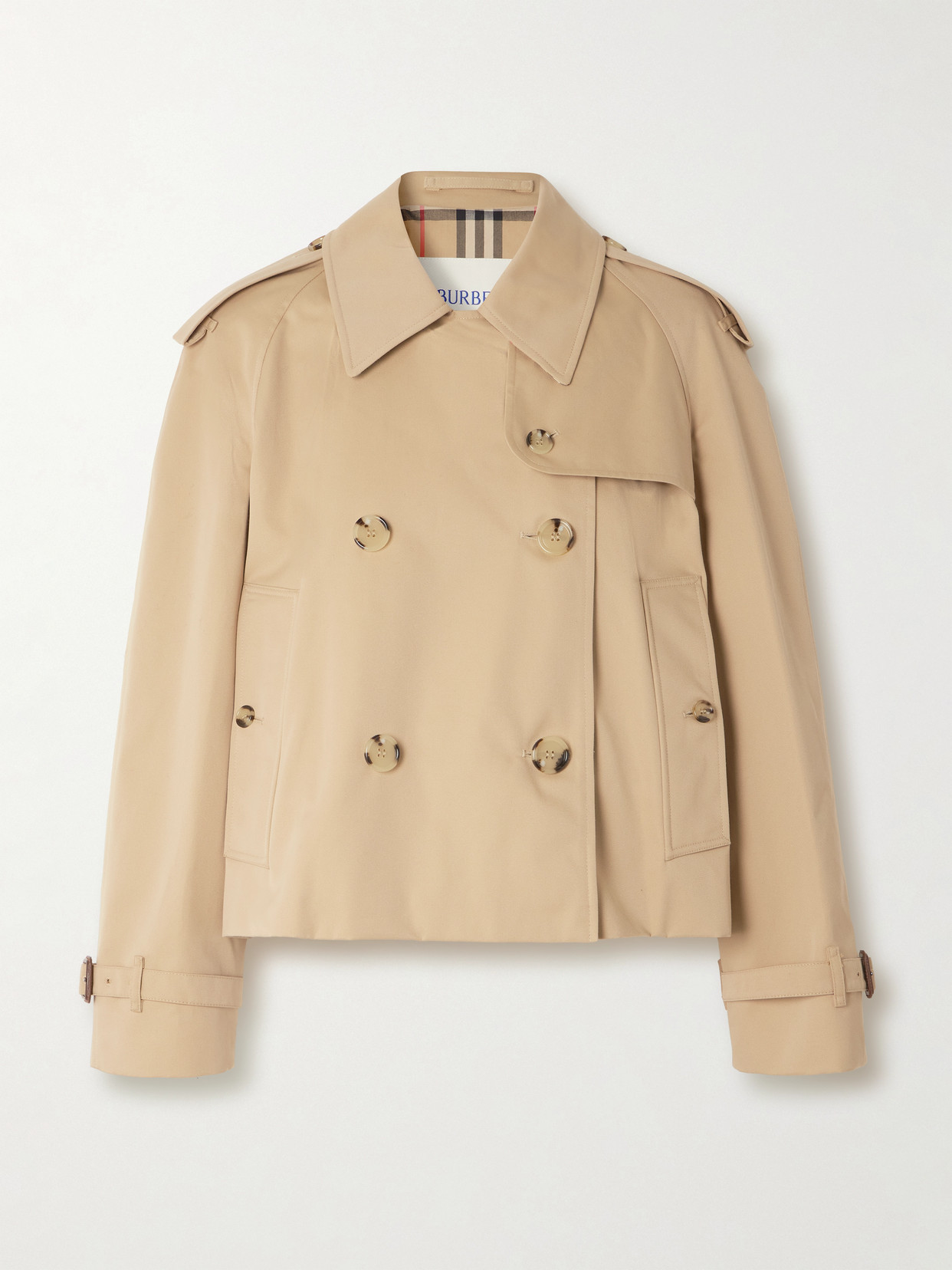 Burberry Double-breasted Cotton-gabardine Trench Coat In White
