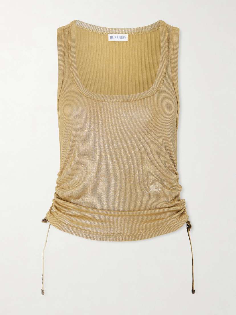 Burberry Ruched Ribbed Jersey Tank Top