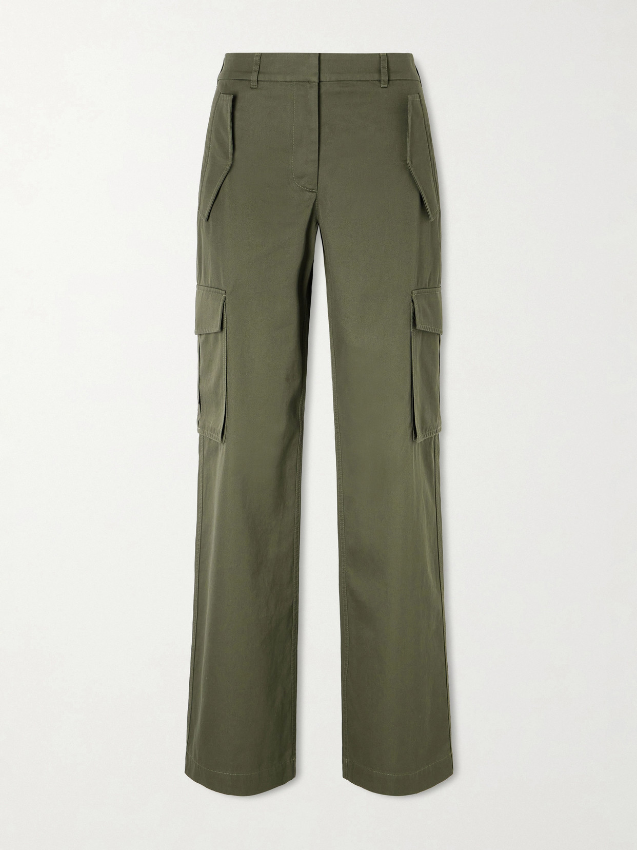 Burberry Freja Cotton-twill Straight-leg Pants In Green
