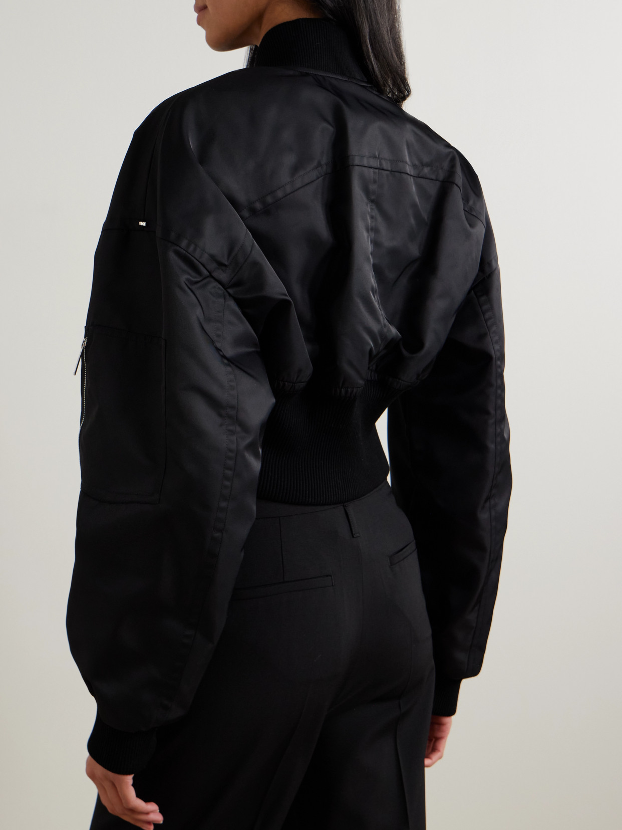 Sportmax Cropped Shell Bomber Jacket In Black