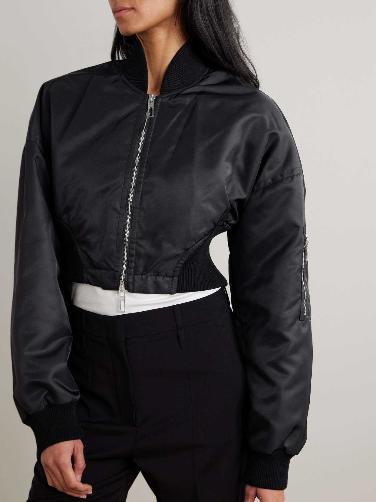 Sportmax Cropped Shell Bomber Jacket In Black