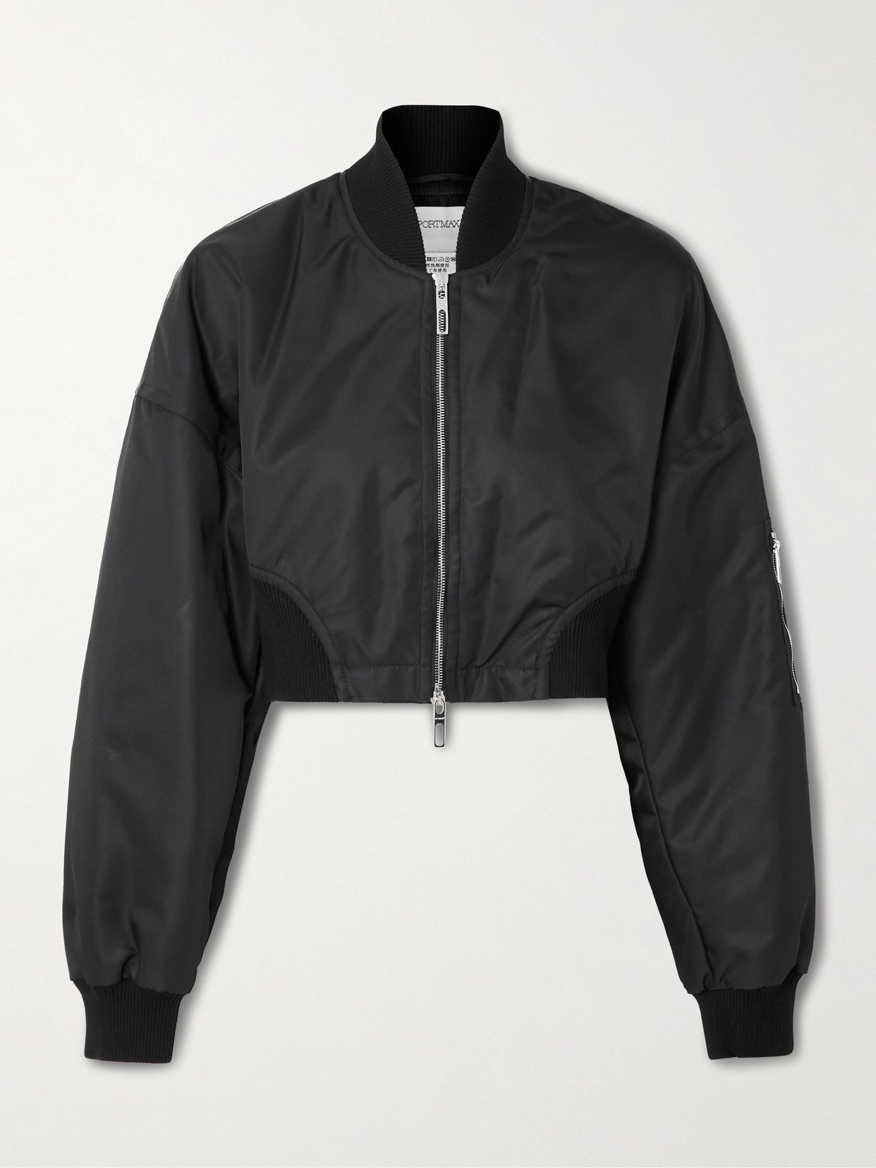 Sportmax Cropped Shell Bomber Jacket In Black