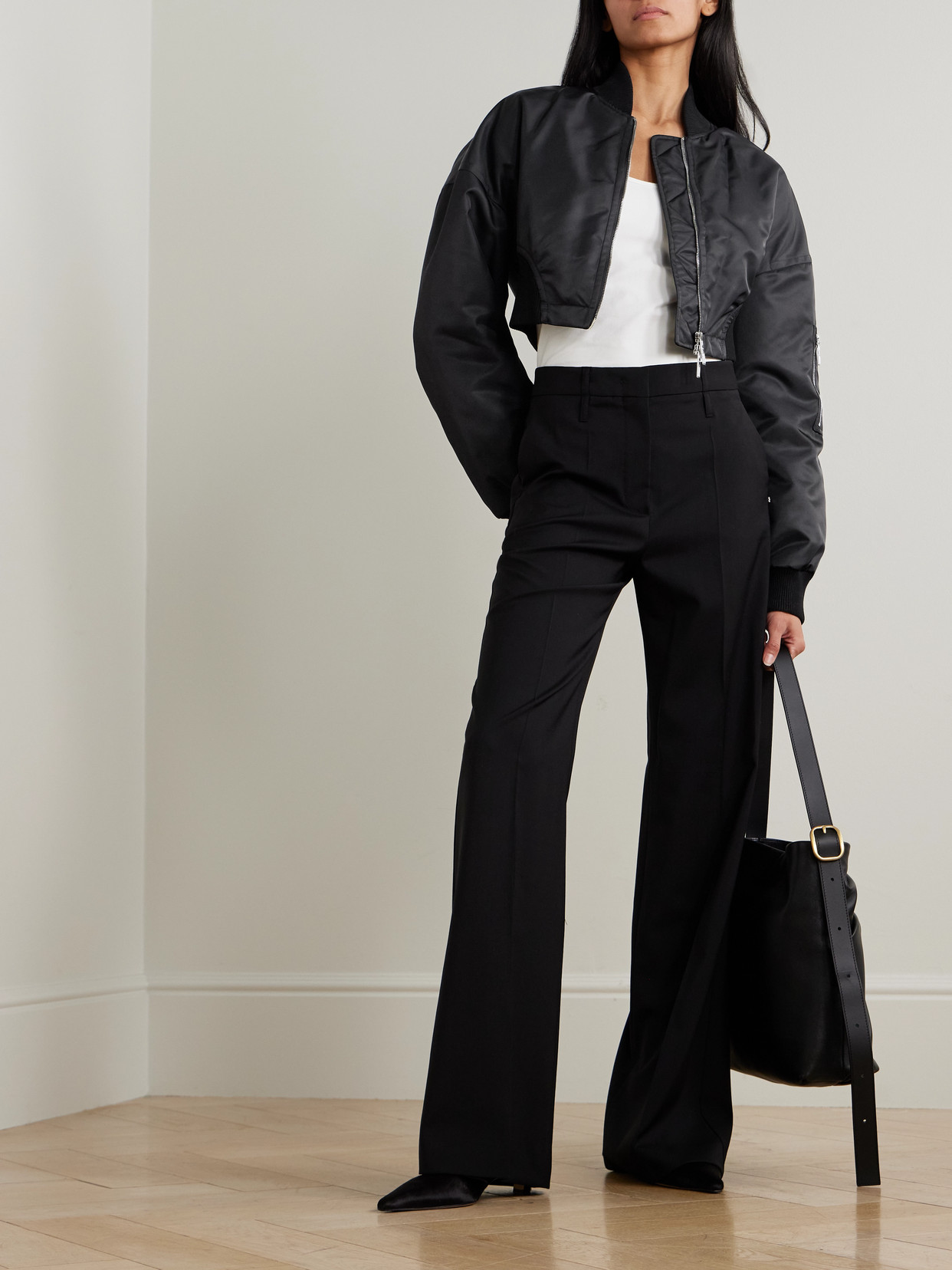 Sportmax Cropped Shell Bomber Jacket In Black