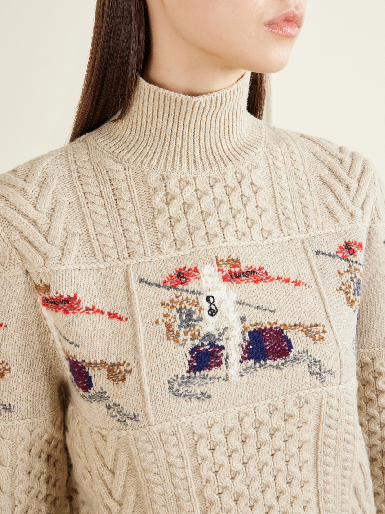 Cable-Knit Jacquard Wool And Cashmere-Blend Turtleneck Sweater