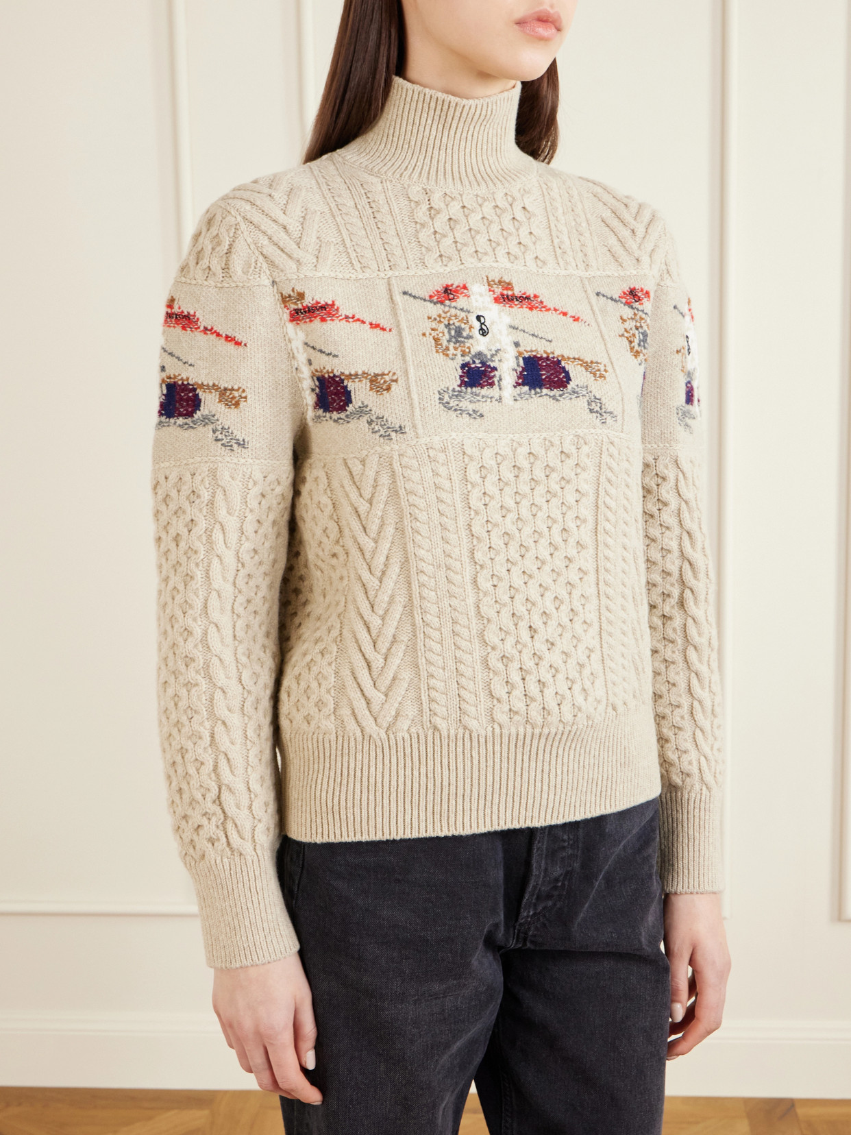Cable-Knit Jacquard Wool And Cashmere-Blend Turtleneck Sweater