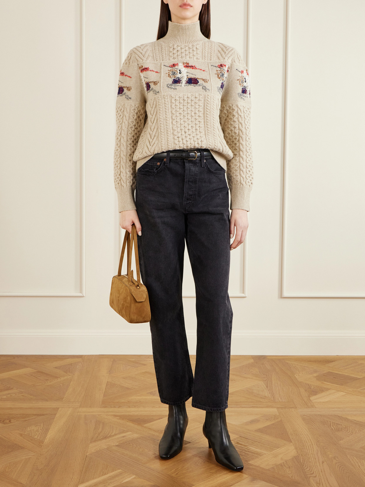 Cable-Knit Jacquard Wool And Cashmere-Blend Turtleneck Sweater