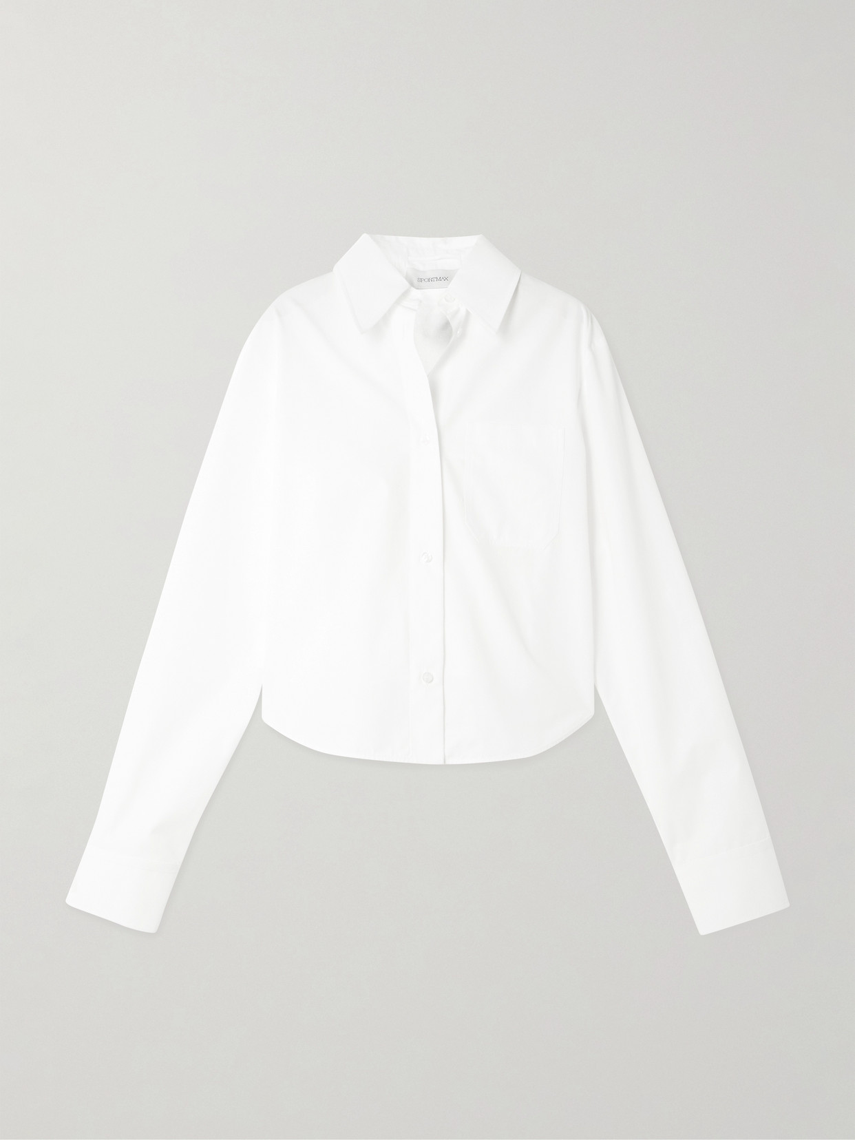 Sportmax Cropped Pleated Cotton-blend Shirt In White