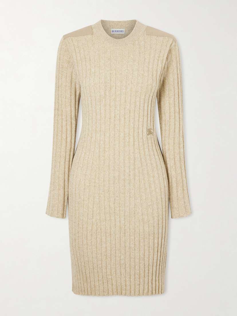 Burberry Paneled Ribbed Wool And Cashmere-blend Mini Dress