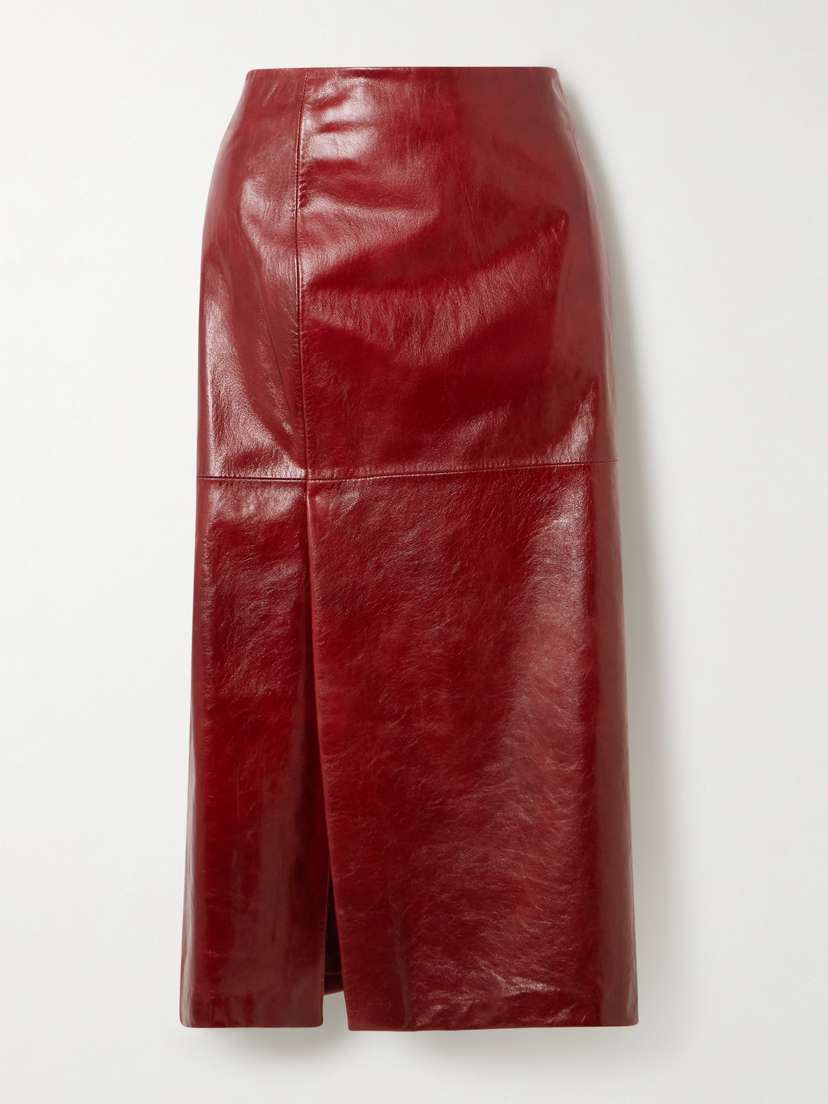 Sportmax Paneled Leather Midi Skirt