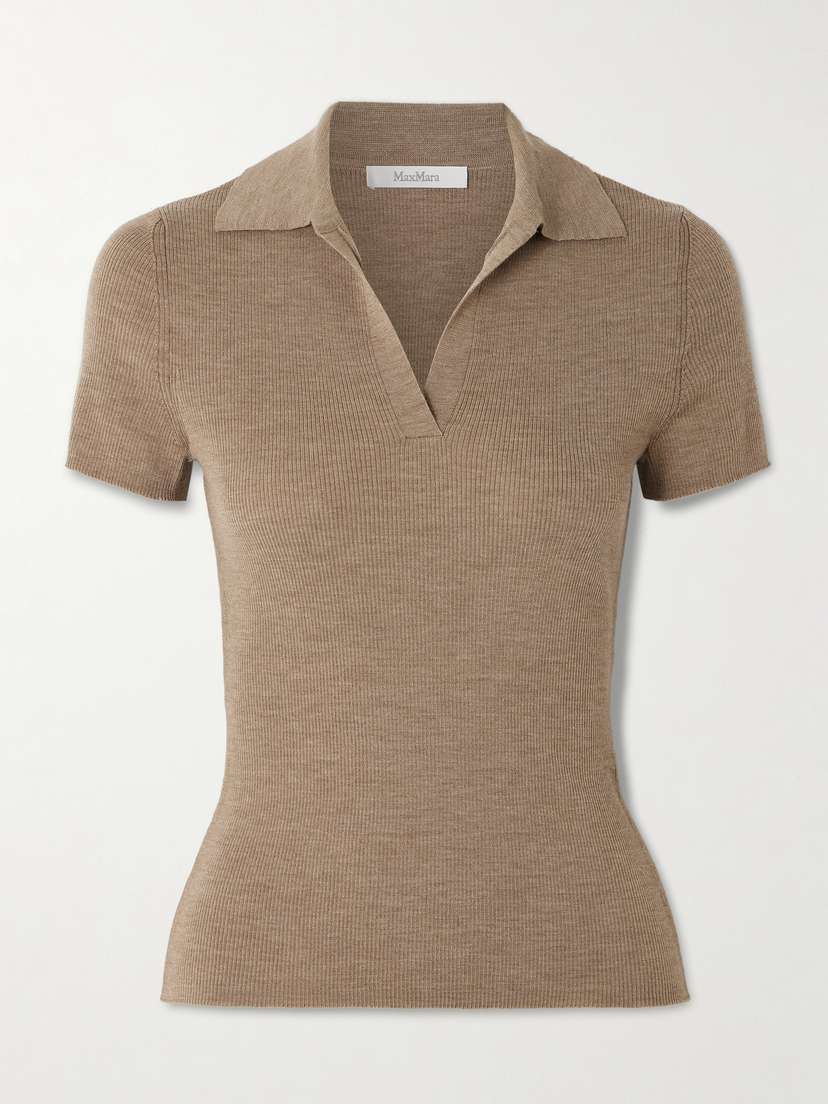 Max Mara — Ribbed wool polo shirt