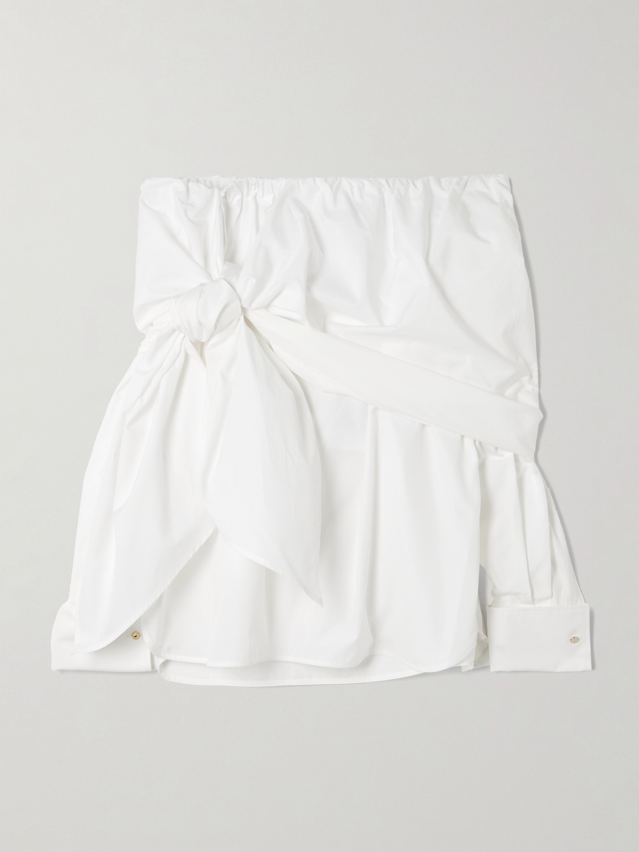 Max Mara Off-the-shoulder Tie-detailed Gathered Cotton-poplin Blouse In White