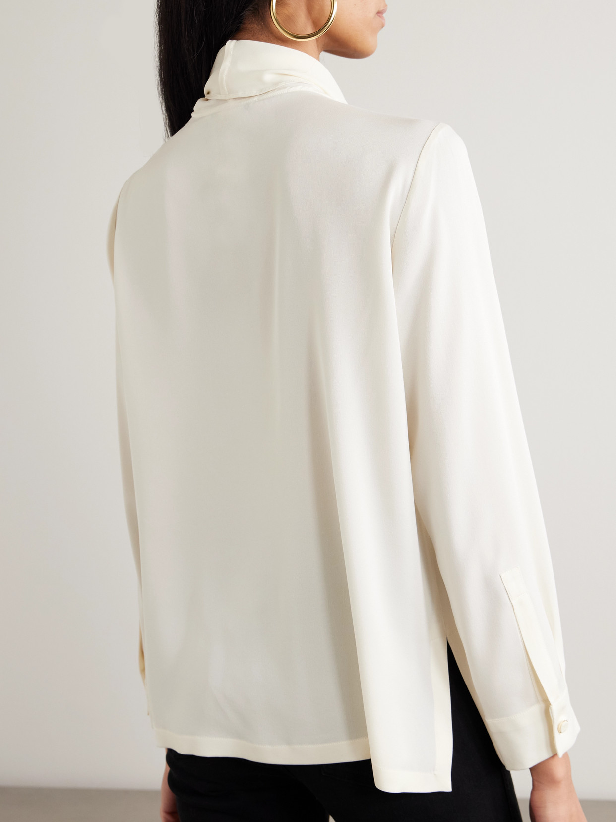 Max Mara Tie-detailed Silk Crepe De Chine Blouse In Multi