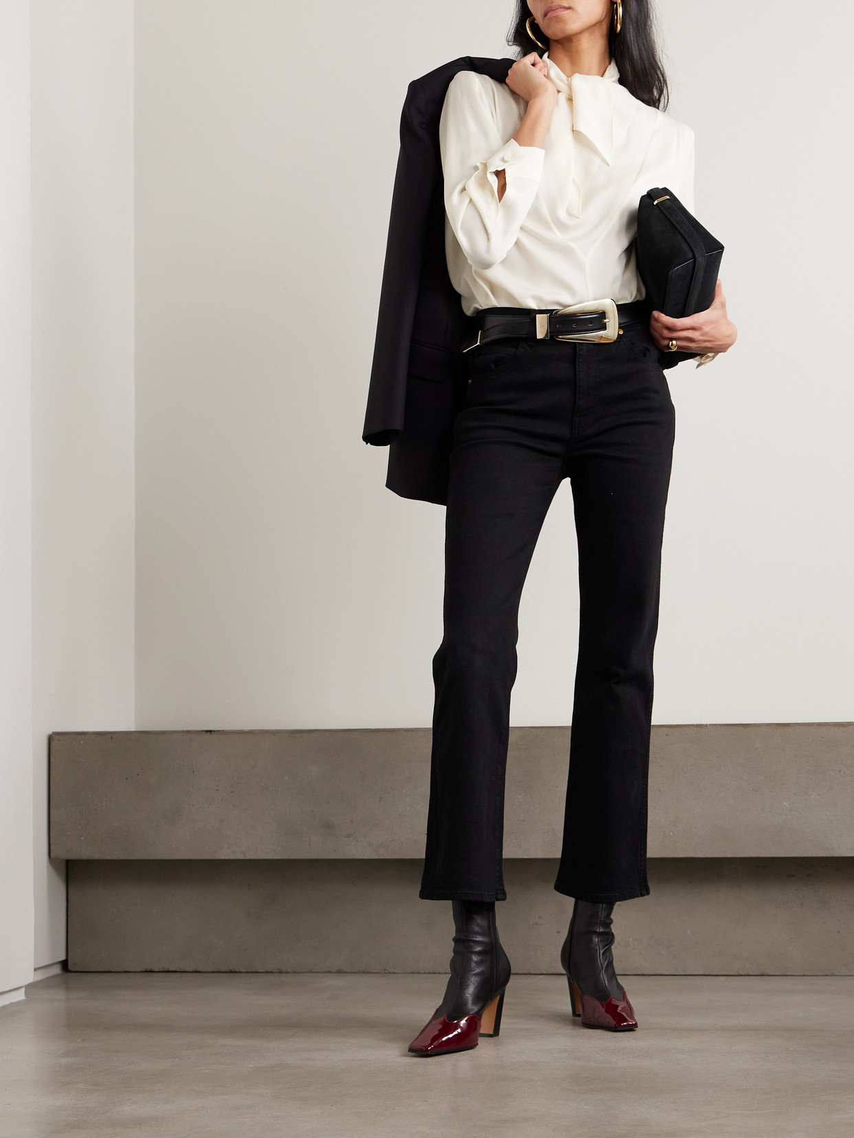 Max Mara Tie-detailed Silk Crepe De Chine Blouse In Multi