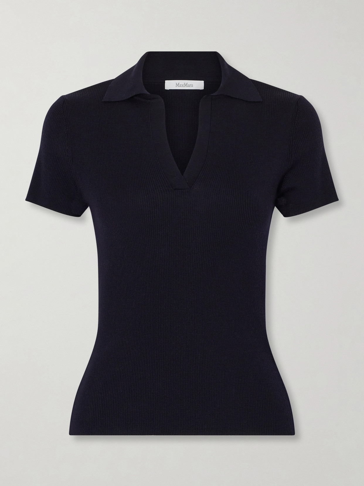 Max Mara Ribbed Wool Polo Shirt In Black