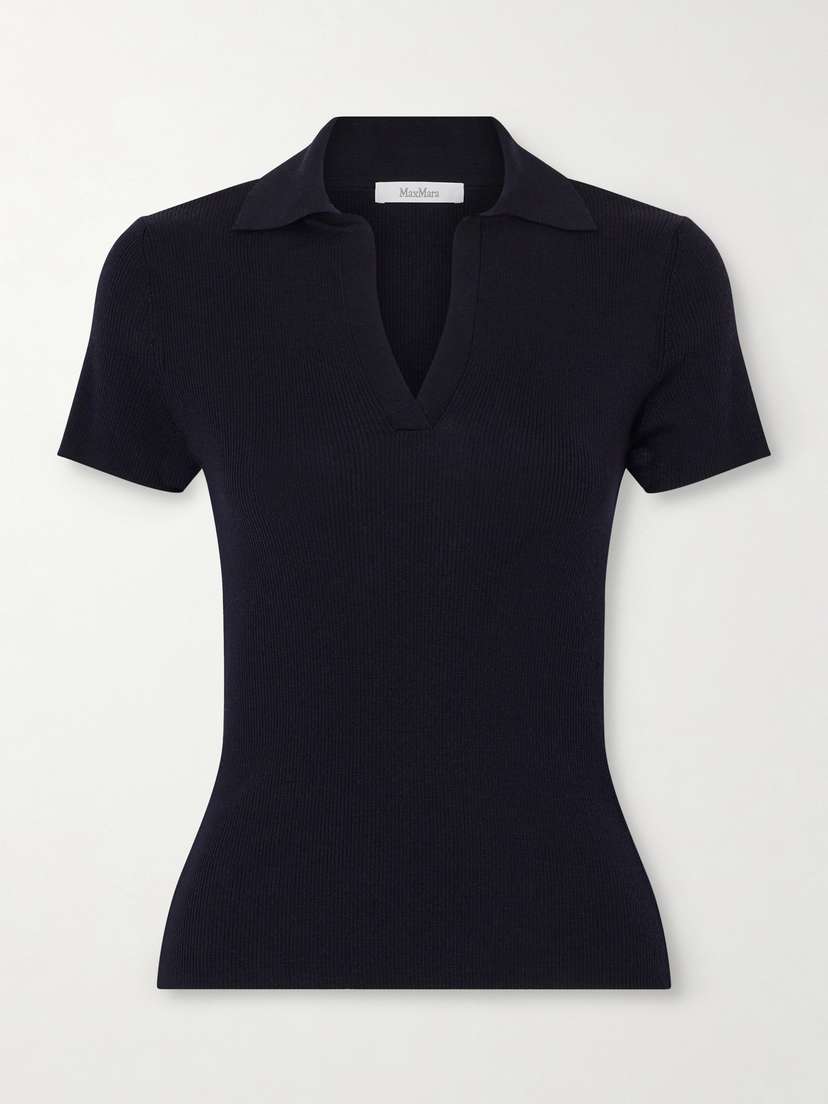 Max Mara — Ribbed wool polo shirt