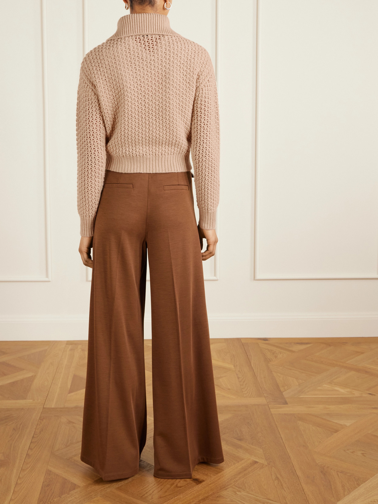Open-Knit Metallic Wool-Blend Half-Zip Sweater
