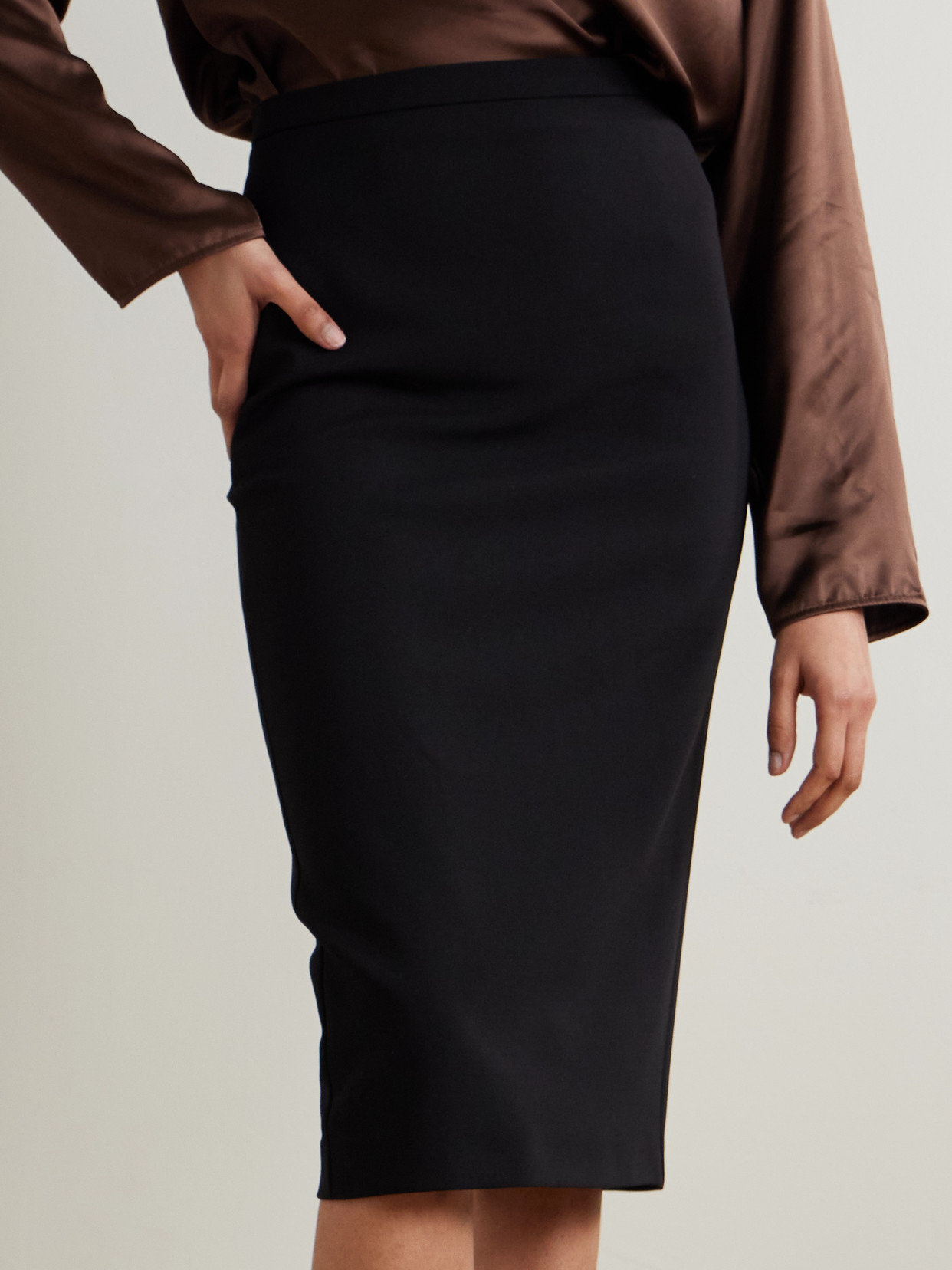 Max Mara Wool-blend Midi Skirt In Black