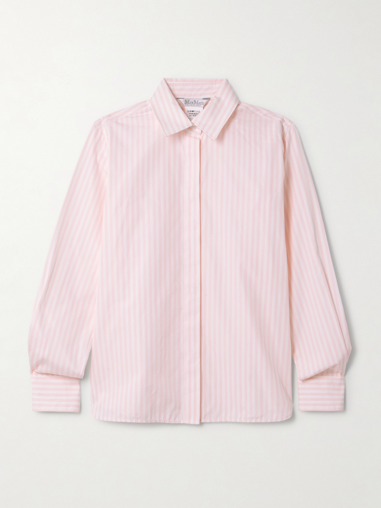 Max Mara Striped Cotton-poplin Shirt In Pink