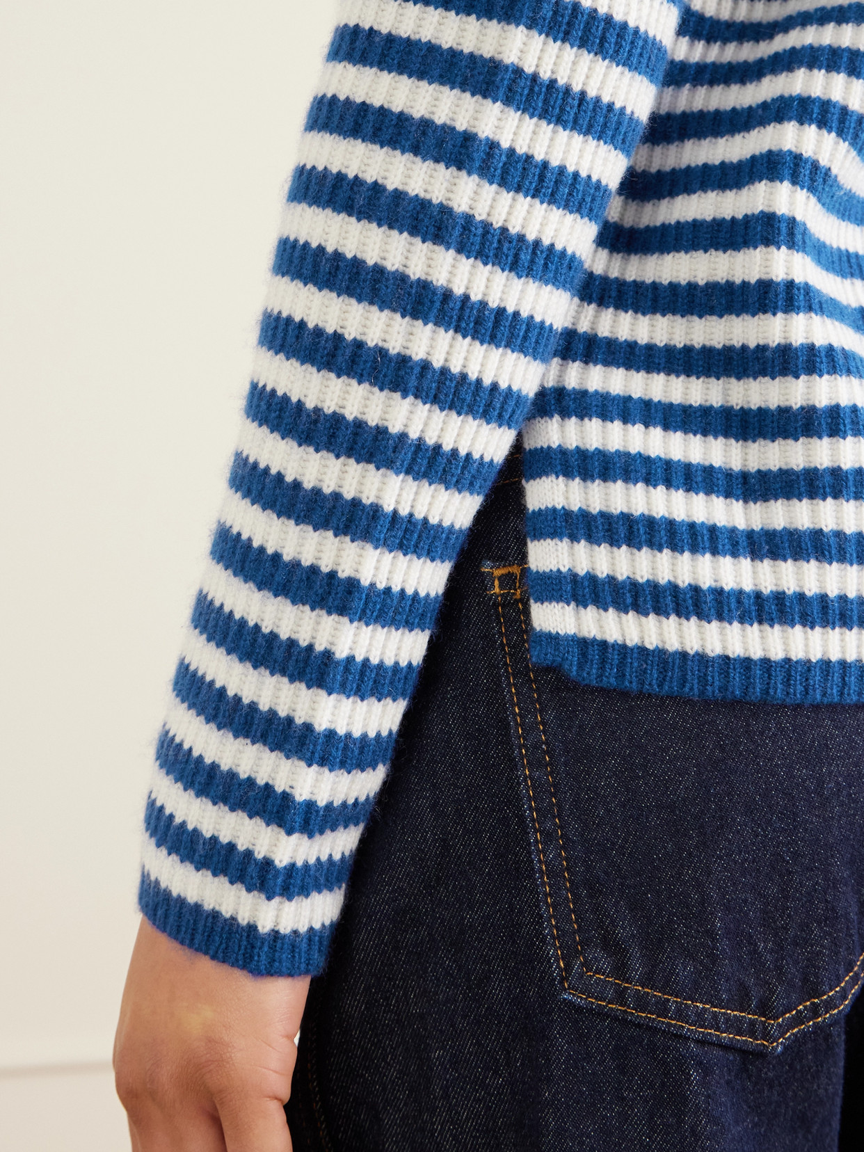 Striped Ribbed Cashmere Sweater