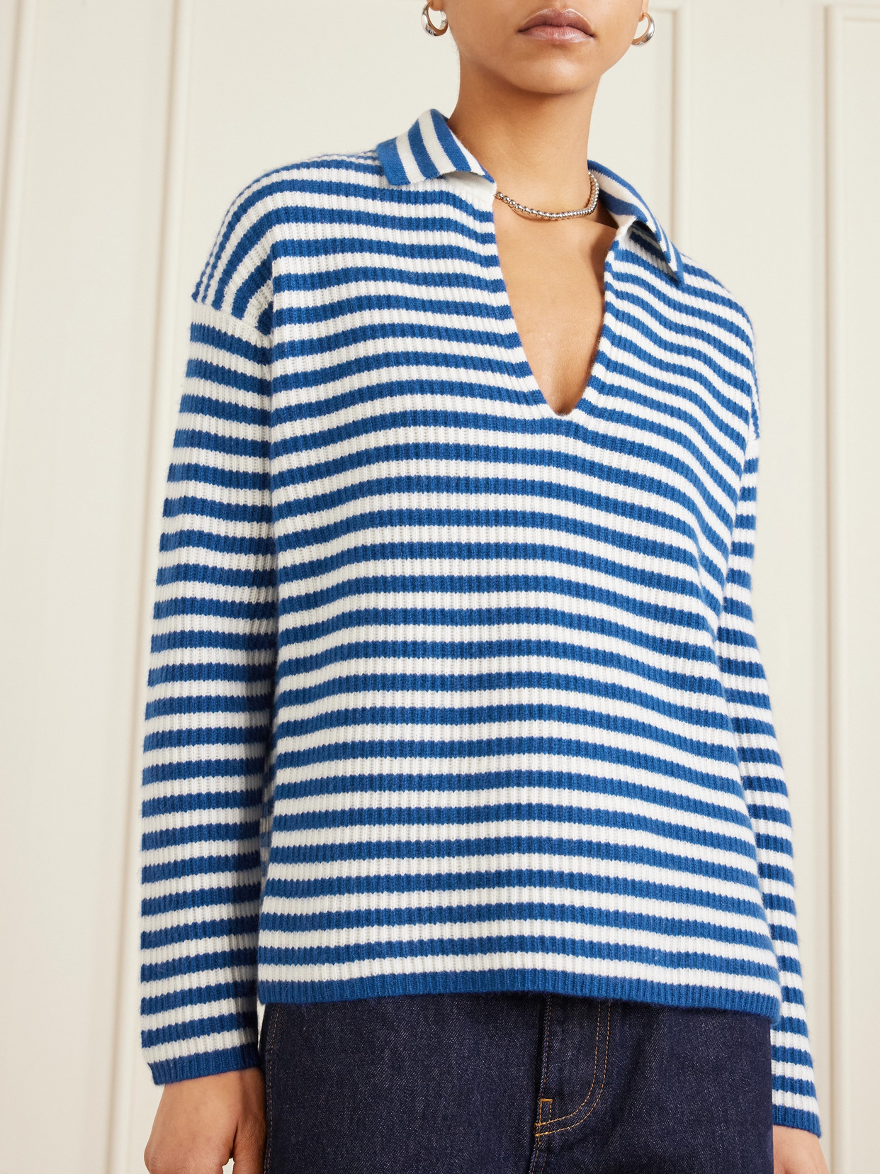 Striped Ribbed Cashmere Sweater
