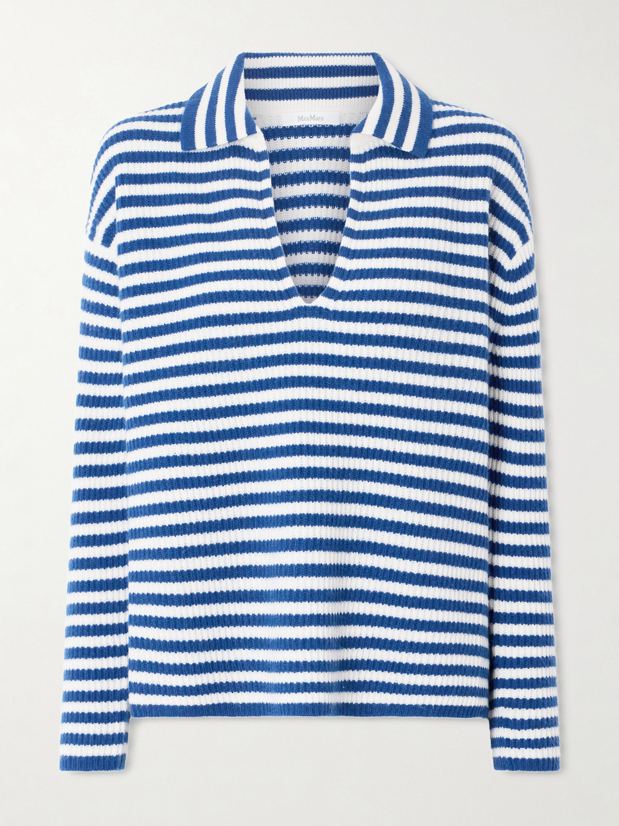 Max Mara Striped Ribbed Cashmere Sweater In Multi