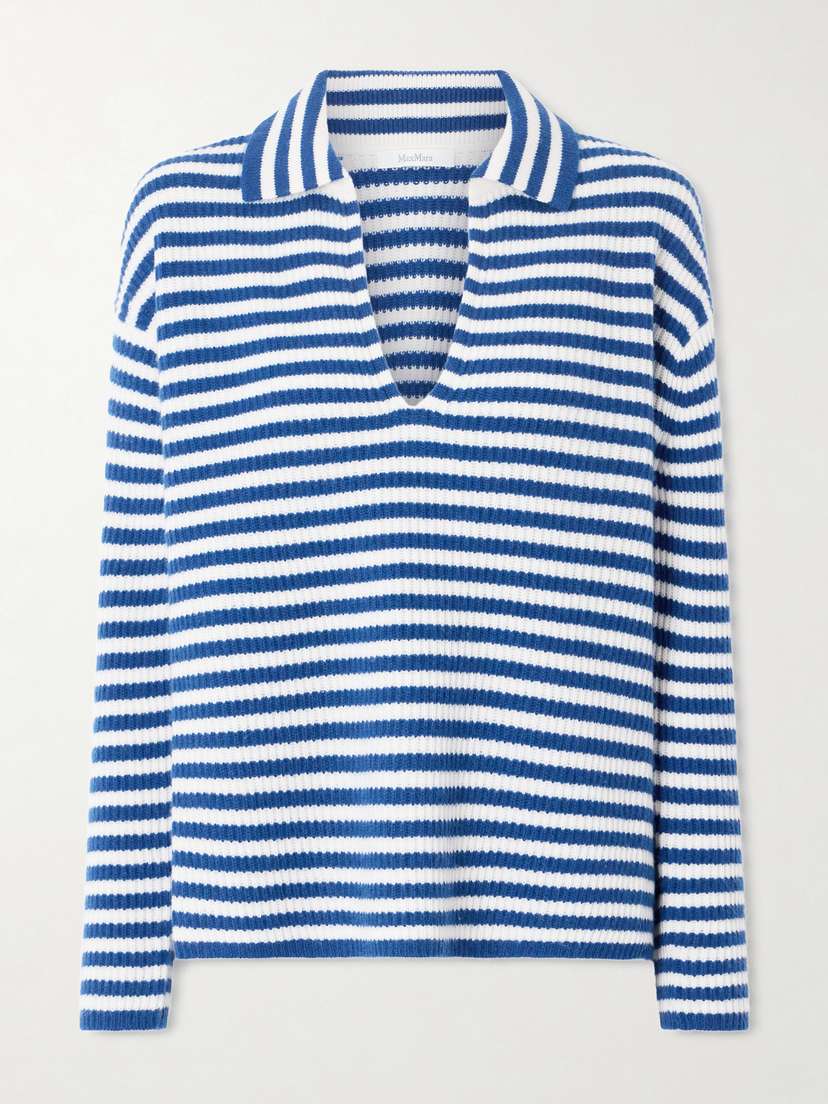 Max Mara Striped Ribbed Cashmere Sweater