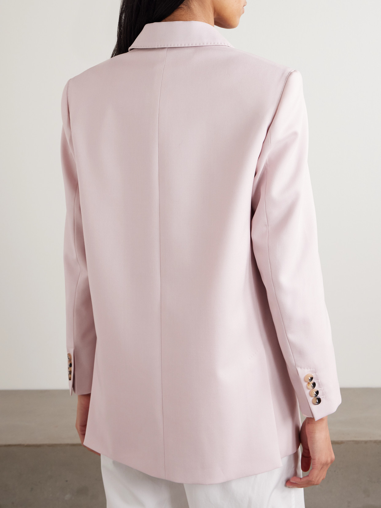 Max Mara Ombrosa Double-breasted Wool, Mohair And Silk-blend Blazer In Pink