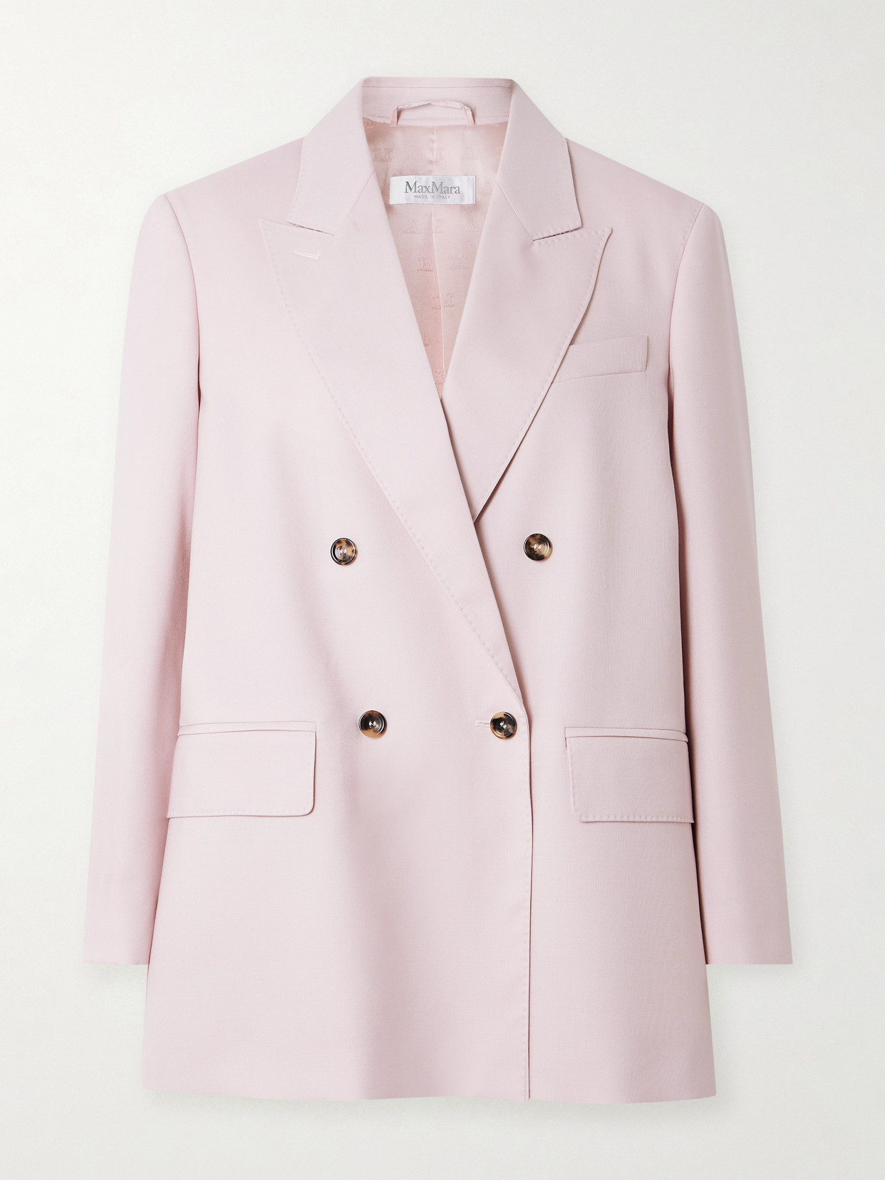 Max Mara Ombrosa Double-breasted Wool, Mohair And Silk-blend Blazer In Pink