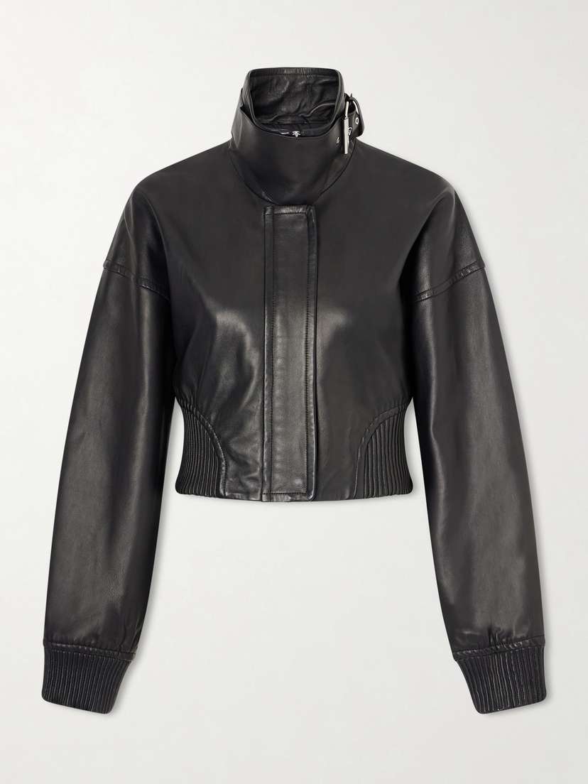 Sportmax Cropped Buckled Leather Jacket