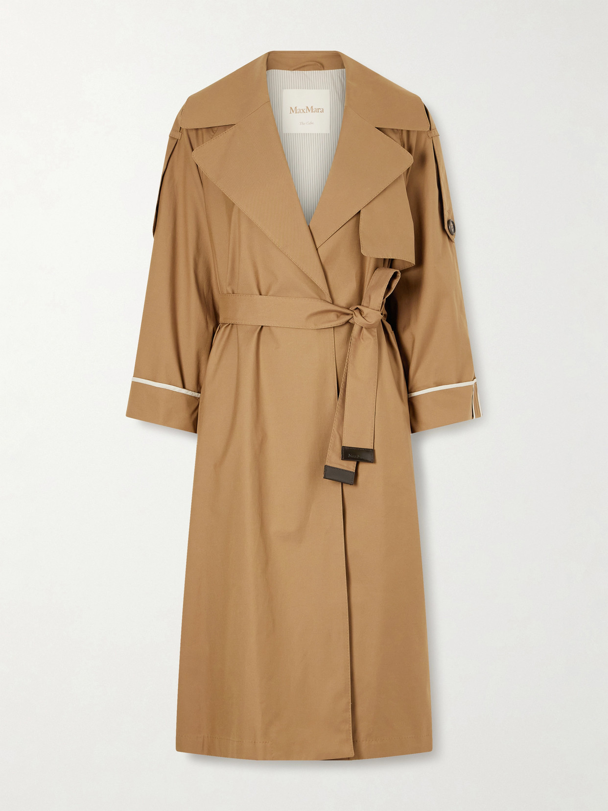 Max Mara Belted Cotton-blend Gabardine Trench Coat In Brown