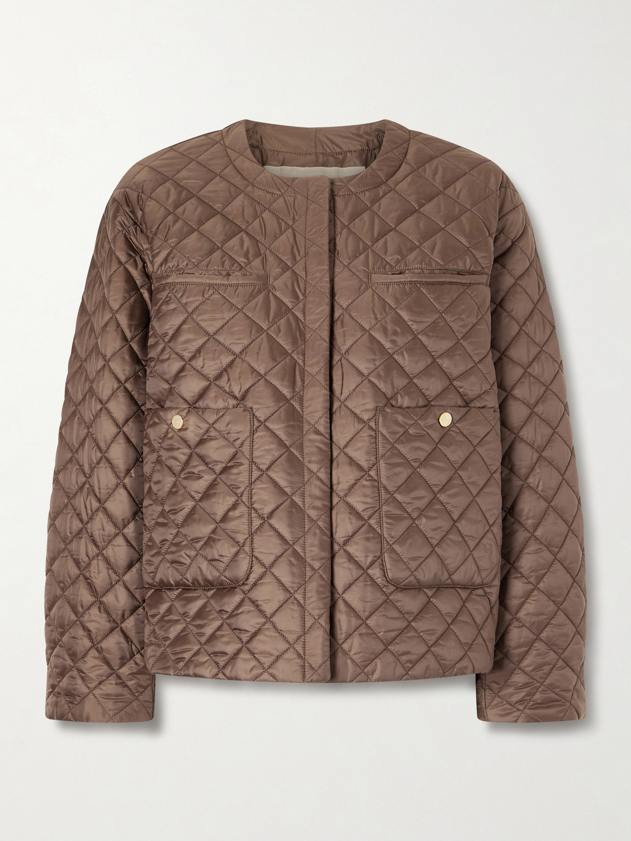 Max Mara Cropped Padded Quilted Shell Jacket In Brown