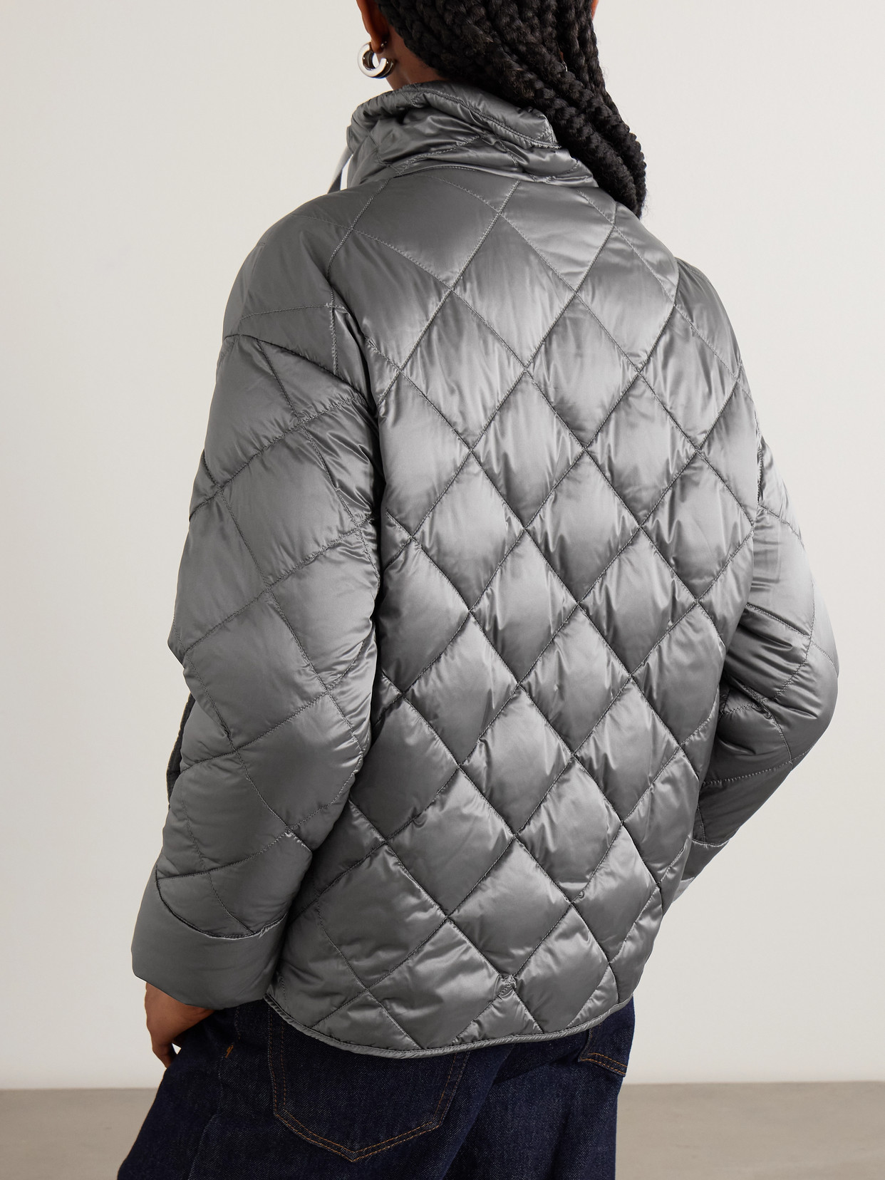 Max Mara The Cube Quilted Padded Shell Down Jacket In Gray