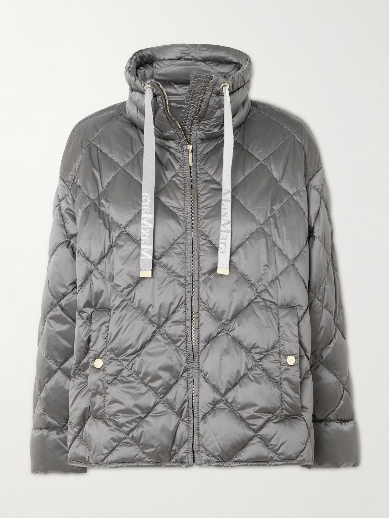 Max Mara The Cube Quilted Padded Shell Down Jacket In Gray